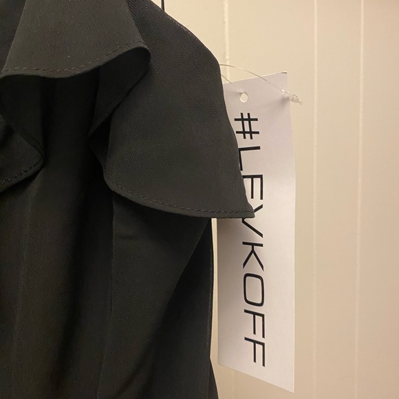 NWT Bill Levkoff Black Chiffon V-neck A-line Dress - Picture 5 of 8